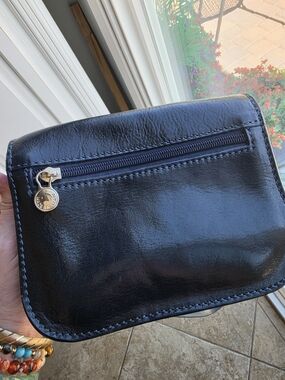 Made In Italy Dark Navy Leather Crossbody Bag
